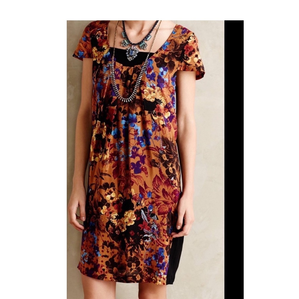 Anthropologie Maeve Pintura Silk Floral Dress Medium